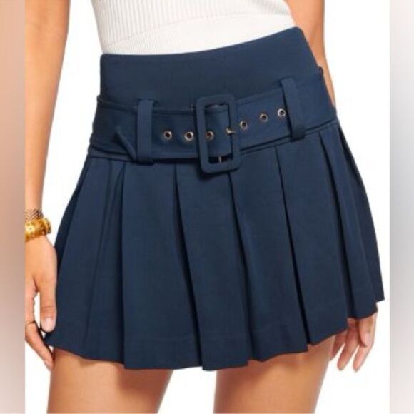 RAMY BROOK Navy Caroline Pleated Skirt - Picture 4 of 7